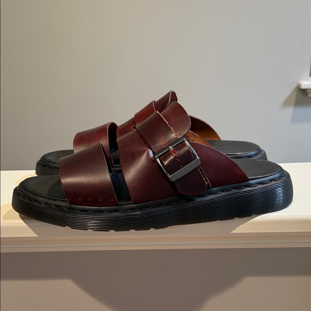 Dr. Martens Men's Double-Strap Slide Sandals - Burgundy Leather - Picture 2 of 7